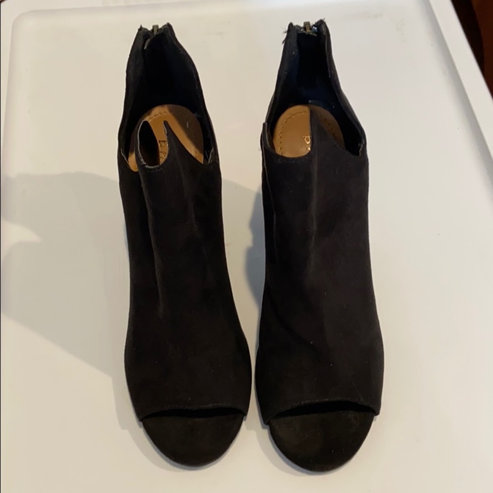Black velvet open toe heel booties - Picture 2 of 6